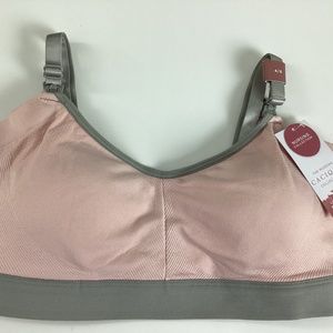 Cacique Nursing Bra Lightly Lined Full Coverage No Wire Size 4/6 Peach Gray NWT